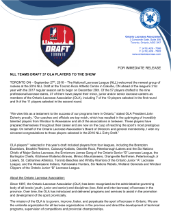 for immediate release nll teams draft 37 ola players to the show