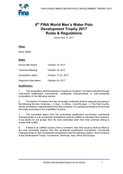 6th FINA World Men`s Water Polo Development Trophy 2017 Rules
