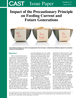 Impact of the Precautionary Principle on Feeding Current and Future