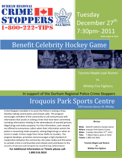 Iroquois Park Sports Centre Benefit Celebrity Hockey Game