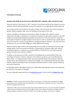 FOR IMMEDIATE RELEASE Geoclima will exhibit for the first time at