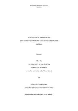 MEMORANDUM OF UNDERSTANDING ON THE