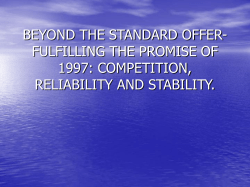 beyond the standard offer- fulfilling the promise of 1997