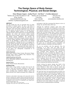 The Design Space of Body Games: Technological, Physical, and