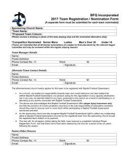 Team Registration Form - Baptist Football Queensland
