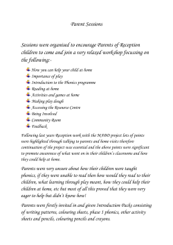 Parent Sessions Sessions were organised to encourage Parents of