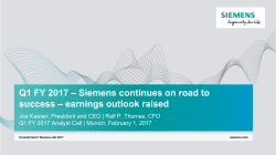 Presentation: "Q1 FY 2017 – Siemens continues on road to success