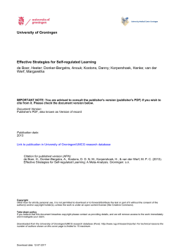 University of Groningen Effective Strategies for Self