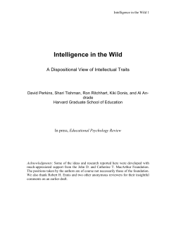 Intelligence in the Wild