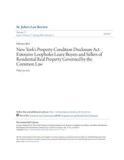 New York`s Property Condition Disclosure Act