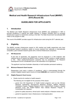 (MHRIF) 2016 (Round 20) GUIDELINES FOR