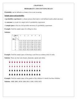 CHAPTER IV PROBABILITY AND COUNTING RULES Probability