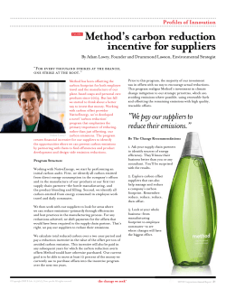 Method`s carbon reduction incentive for suppliers