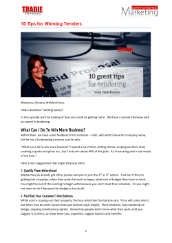 10 Tips for Winning Tenders What Can I Do To Win