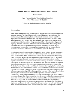 State Capacity and Civil Society in India