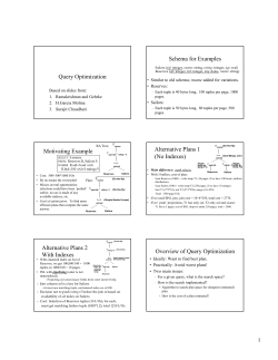 Query Optimization Schema for Examples Motivating Example