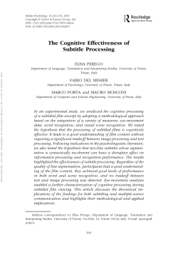 The Cognitive Effectiveness of Subtitle Processing