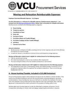 Moving and Relocation Reimbursable Expenses