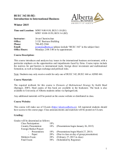 BUEC 342 B1/B2: Introduction to International Business