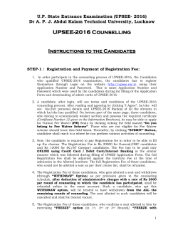 UPSEE-2016 Counselling Counselling Counselling