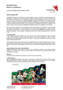 BADMINTON Basics to Brilliance Long Term Athlete Development