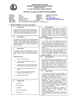 is220 computer programming - College of Micronesia