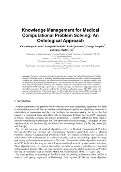 Knowledge Management for Medical Computational Problem Solving
