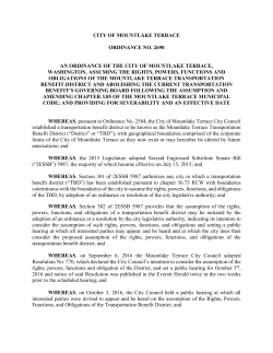 Ordinance No. 2690 TBD Assumption by the City Council