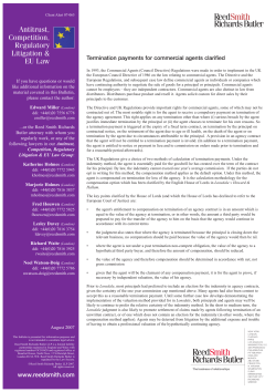 Termination payments for commercial agents