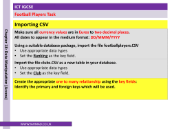 Football Players Task Chapter 18: Data Manipulation (Access)