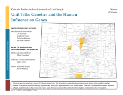 Unit Title: Genetics and the Human Influence on Genes
