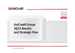 UniCredit Group: 3Q15 Results and Strategic Plan