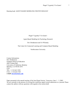 Piaget? Vygotsky? I`m Game! 1 Running head: AGENT