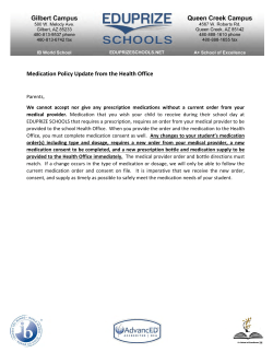 Medication Policy Update from the Health Office
