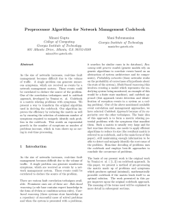 Preprocessor Algorithm for Network Management Codebook
