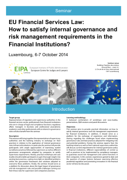 EU Financial Services Law: How to satisfy internal governance