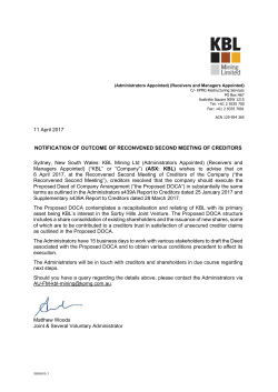 Outcome of Reconvened Second Meeting of Creditors