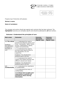 Outcome 1 Understand the principles of care