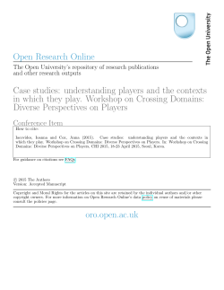 Case studies: understanding players and the contexts in which they