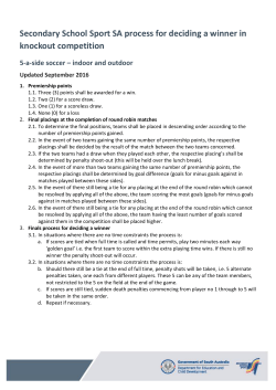 5-a-side soccer knockout process for deciding a winner