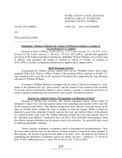State of Florida v. Williams Motion To Dismiss