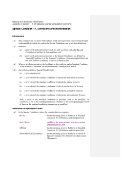 Special Condition 1A. Definitions and Interpretation
