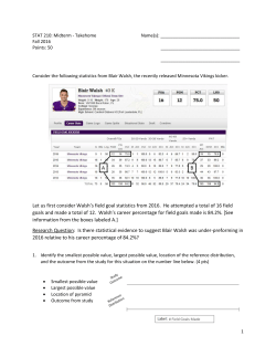 STAT 210: Midterm - Takehome Name(s): Fall 2016 Points: 50