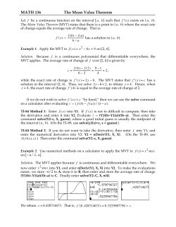 MATH 136 The Mean Value Theorem