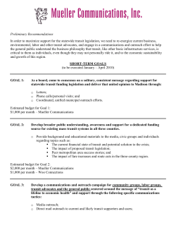 Preliminary Recommendations In order to maximize