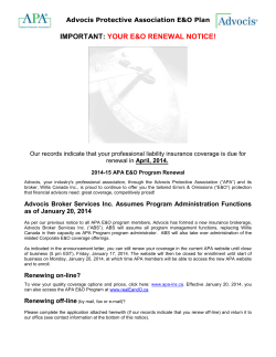 important notice - Advocis Protective Association