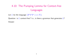 The Pumping Lemma for Context-free Languages