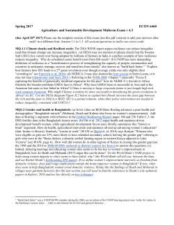 Spring 2017 ECON 6460 Agriculture and Sustainable Development