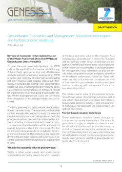 Groundwater Economics and Management: Valuation technicques