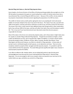Married Filing Joint Status vs. Married Filing Separate Status Karen